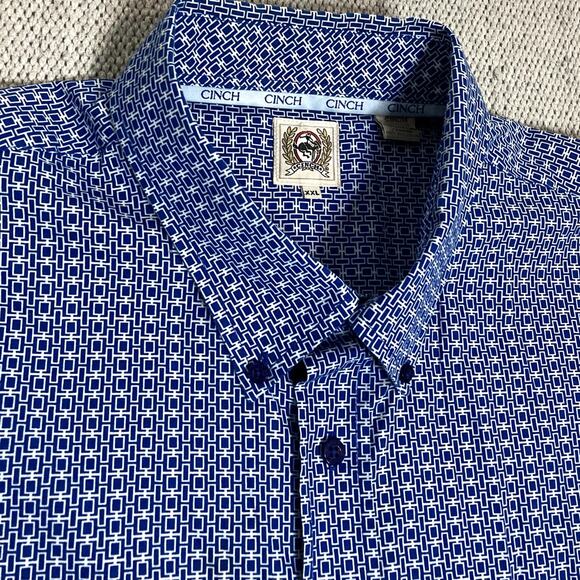 Cinch White Label Western Shirt Men's XXL Blue Gingham Check Rodeo Logo - Picture 4 of 13